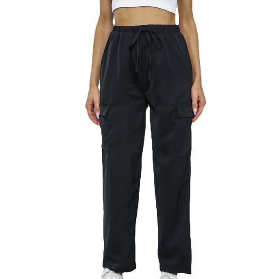 Bigersell Cute Distressed Pants Full Length Women's Casual Loose Overalls Black Pocket Straight Leg Pants Ladies Loose Boyfriend Overall Jeans