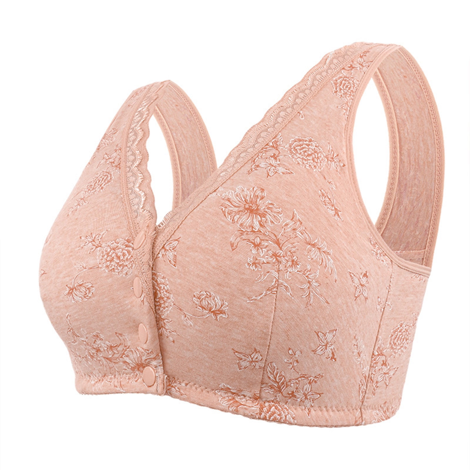 Front Closure Bras for Women Comfort Convenient Easy Close Button No  Underwire Buckle Bra Comfy Daisy Bra for Older Seniors : :  Clothing