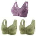 thumbnail image 1 of Bigersell Daisy Bra for Seniors Front Closure 3pcs Sport Bra Style R-28 Breathable Soft Cup Bras Pack R-28-purple, 1 of 5