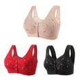 thumbnail image 1 of Bigersell Daisy Bras for Older Women Front Closure 3pcs Push-Up Bra Style R-65 Breathable Lightly Lined Bras Pack R-65-pinks, 1 of 6