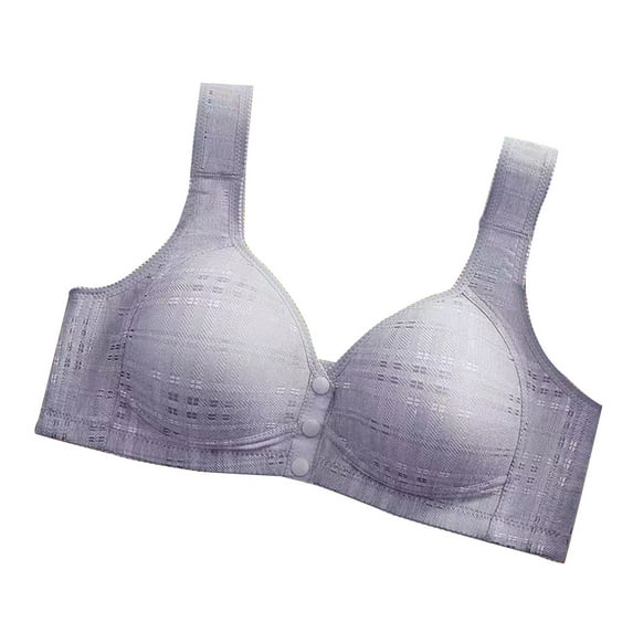 Bigersell Demi Bra Front Snap Closure V-Neck Wire-Free Bra Support Women Classic Bra Padded Bra Style R-15 Basic Bra Strap Nylon Back-Smoothing Bra Feature Everyday Bras Underwear Light Blue XL