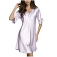 thumbnail image 1 of Bigersell Denim Dress for Women Clearance Female V-Neck Short Sleeve Above Knee Sleep Dress Style D-101 Ladies Dresses Plus Plus Size Summer Dresses , Purple XXL, 1 of 5