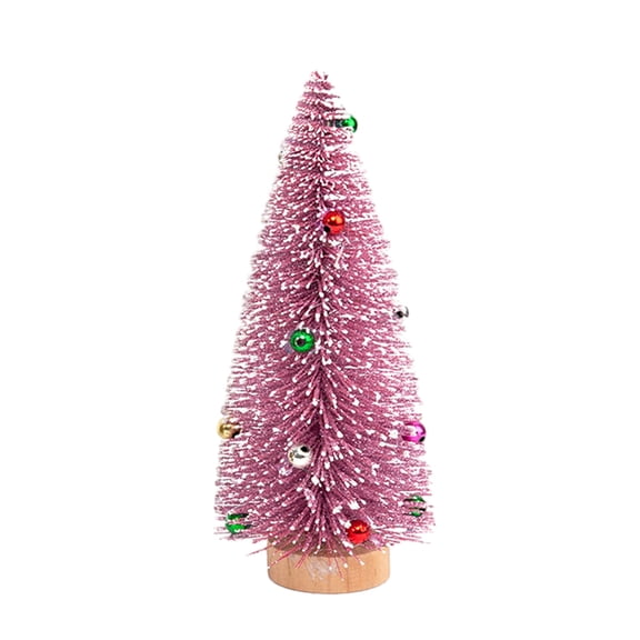 Bigersell Desktop Mini Christmas Tree - Tabletop Christmas Trees Small Artificial Christmas Tree Decorations with Christmas Ball Ornaments Office Table Desk Christmas Tree Home Decor Pink-A