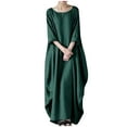 thumbnail image 1 of Bigersell Dress Women Summer Female Crew Neck 3/4 Sleeve Asymmetrical Shirt Dress Style D-14 Wedding Guest Dresses Ladies Plus Size Summer Dresses , Green 5XL, 1 of 3