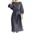 thumbnail image 1 of Bigersell Evening Dresses for Women Elegant Clearance Female Crew Neck 3/4 Sleeve Midi Casual Dress Style D-107 Beach Vacation Dresses Plus Size Summer Dresses , Gray S, 1 of 8
