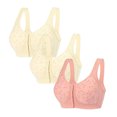 thumbnail image 1 of Bigersell Everyday Bras Pack New 3pc Women's Front Buckle Oversized Tank Tops Style Underwear Without Underwire Racerback Bra Style F-1233 Pinks 3XL, 1 of 6