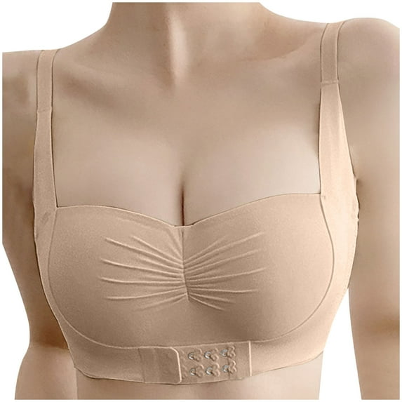Bigersell Everyday Bras Upgrade Comfortable Without Underwire Bra Mastectomy Bra Style F-1007 Coffee L