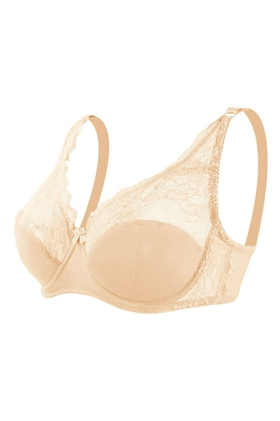 Everyday Bras Womens Solid Lace Lingerie Bras Underwear Bralette Bras Comfortable Bra Tall Size Female Bras, Style 9066, Beige 40C