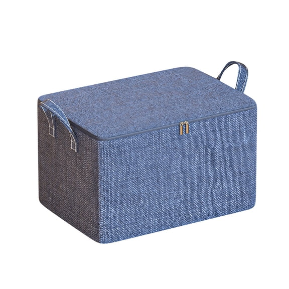 Bigersell Fabric Storage Bins for Clothes Storage Bag Slider Zipper Foldable Closet Organizers Storage Containers with Carrying Handles Blue S