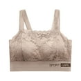 thumbnail image 1 of Bigersell Fashion Deep Cup Bra V-Neck Wire-Free Bra Support Women Longline Bras T-Shirt Bra Style R-2 Basic Bra Strap Nylon Balconette Bra Feature Everyday Bras Underwear Khaki XL, 1 of 3