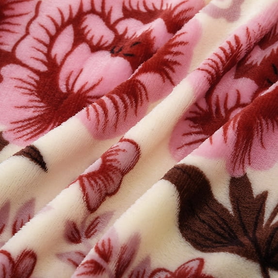 Bigersell Fleece Blanket Soft Cozy Throw Blanket 55" x 39" Floral Print Lightweight Fuzzy Comfy Flannel Blanket Warm Plush Blankets for Couch, Sofa, Bed Winter Warm Blanket Pink