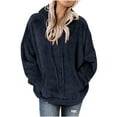thumbnail image 1 of Bigersell Fleece Hoodies Sweatshirts Women 2023 Fashion Fuzzy Warm Casual Loose Hooded Sweatshirt Hoodies with Pockets Outerwear Drawstring Pullovers Jackets Lightweight Sweatshirt Navy L, 1 of 5
