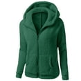 thumbnail image 1 of Bigersell Fleece Jackets for Women with Full Zipper and Hood Zip up Hoodies Pockets Casual Solid Color Long Sleeve Hooded Sweatshirts Sweater Winter Warm Coat Outwear Y1 Green XXL, 1 of 3