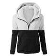 thumbnail image 1 of Bigersell Fleece Jackets for Women with Full Zipper Pockets Hooded Sweatshirts Casual Color Block Long Sleeve Zip up Hoodies Winter Warm Sweater Coat Outwear Y2 White L, 1 of 3
