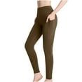 thumbnail image 1 of Bigersell Fleece Lined Leggings with Pockets for Women Valentine's Day Gift Seamless High Waisted Workout Leggings for Running Gym Slim Leg Comfort Soft Yoga Pants , Brown M, 1 of 9