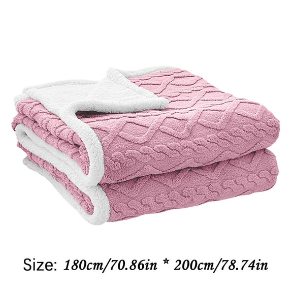 Bigersell Fleece Throw Blanket 78" x 70" Flannel Blankets and Throws Jacquard Weave Blanket Soft Lightweight Thick Warm Winter Blankets for Couch, Sofa, Bed Plush Blanket Pink