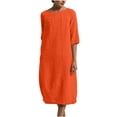 thumbnail image 1 of Bigersell Floral Dress Clearance Female Crew Neck Short Sleeve Above Knee T-Shirt Dress Style D-181 Wedding Dresses for Guest Plus Size Summer Dresses , Orange 4XL, 1 of 8