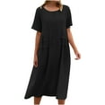 thumbnail image 1 of Bigersell Formal Dresses for Women Clearance Female Crew Neck Short Sleeve Midi T-Shirt Dress Style D-121 Casual Dresses Ladies Plus Size Summer Dresses , Black 3XL, 1 of 8