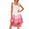 thumbnail image 1 of Bigersell Formal Gowns and Evening Dresses Fashion Women Summer Sleeveless Square Collar Patchwork Casual Ball Gown Dress Women's Plus Sun Dress Style 25884, Female Ankle Length Dresses XL, 1 of 8