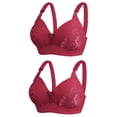 thumbnail image 1 of Bigersell Front Button Bra Sale 2pc Womens Seamless Bra Training Bra Style R3892 V-Neck Pullover Bras Hook and Eye Bra Closure Women's Plus Size Wireless Bras Red M, 1 of 3