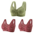 thumbnail image 1 of Bigersell Front Close Button Bras 3pcs Push-Up Bra Style R-41 Breathable Lightly Lined Bras Pack R-41-green, 1 of 9