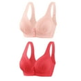 thumbnail image 1 of Bigersell Front Closure Bras Deals Women Bras Wireless Bralette Bra Style R3720 V-Neck No Underwire Bras Front Snap Bra Closure Women's Plus Size Bras Front Closure Red XL, 1 of 3