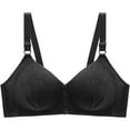 thumbnail image 1 of Bigersell Front Closure Bras for Seniors, Daisy Bras for Older Women Wire-Free Bra Front Button Closure Convenient Snap Front Sleep Bra Comfortable Easy Close Sports Bras Style-D18, Q-Black 42B, 1 of 3
