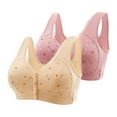 thumbnail image 1 of Bigersell Front Closure Bras Sports Bras for Women Pack of 2 Womens Front Closure Bras Multi Pack Sports Bras for Women 2pcs Comfort Bras for Older Women S-6-Pink-A L, 1 of 8