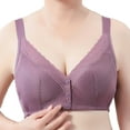 thumbnail image 1 of Bigersell Front Closure Bras for Women Clearance Wire-Free Bra Front Snap Bra Closure Comfort Wide Strap V-Neck Wireless Bras Bralettes Sports Bras No Underwire Button Front Close Bras Purple L, 1 of 5