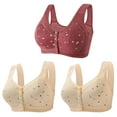 thumbnail image 1 of Bigersell Front Closure Bras for Women Plus Size 3pcs Training Bra Style R-6 Breathable Pullover Bras Pack R-6-wine, 1 of 9