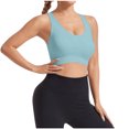 thumbnail image 1 of Bigersell Front Closure Mesh Bra for Women Racerback Padded Push up Bras No Underwire, B12-7, Light Blue, L, 1 of 4