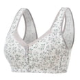 thumbnail image 1 of Bigersell Front Closure Sports Bras for Women Comfortable Lace Breathable Bra Underwear No Underwire Floral Print V-Neck Soft Bra Wide Strap Wireless Bras C-2-Gray 4XL, 1 of 2