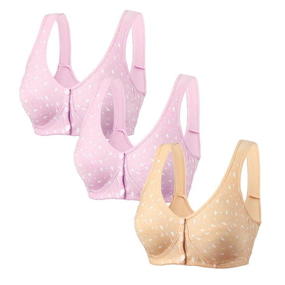 Bigersell Front Closure Sports Bras for Women Snap Front Closure Push-Up Bra Style R-31 Polyester Breathable Seamless Bras