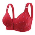 thumbnail image 1 of Bigersell Front Closure Support Bra for Older Women Wide Strap Comfort Soft Cotton Bra Push up Bra No Underwire Wireless Sports Bras Padded Bralette Everyday Bras C-27-Red M, 1 of 2