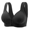 thumbnail image 1 of Bigersell Front Closure Wireless Bras for Women Plus Size Comfort Strap V-Neck Push up Padded Bras Ruched Front Striped Print Soft Cup Bralette Black 4XL, 1 of 2
