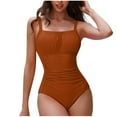 thumbnail image 1 of Bigersell Front Ruched One-Piece Swimsuits Women Bathing Suit with Padded Soft Bras Swimwear for Summer Vacations Beach Swimming Pool Orange L, 1 of 7
