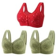 thumbnail image 1 of Bigersell Front Snap Bras 3pcs Wire-Free Bra Style R-29 Breathable Support Bras Pack R-29-red, 1 of 5