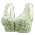 thumbnail image 1 of Bigersell Front Snap Closure Bras Older Women Full-Coverage Wireless Bra Ladies V-Neck Padded Bras No Underwire Womens Daisy Bras Front Closure Bras Wire-Free Brassiere Green 46, 1 of 2