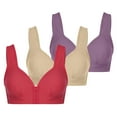 thumbnail image 1 of Bigersell Full-Coverage Bra 3pc V-Neck Wire-Free Bra Support Women Padded Bras T-Shirt Bra Style R-258 Basic Bra Strap Nylon Seamless Bra Feature Everyday Bras Underwear Beige L, 1 of 6