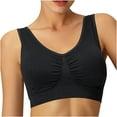 thumbnail image 1 of Bigersell Full-Coverage Bra Deals No Wire Bras for Women Molded Bra Style R535 V-Neck Seamless Bras Pull-On Bra Closure Women Size Crop Tops with Built in Bra Black S, 1 of 5