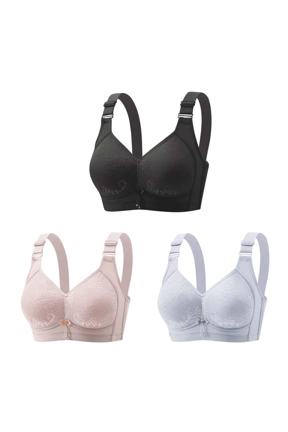 Full-Coverage Bra On Sale Woman's Fashion Comfortable Breastplate Lace Breathable Bra Underwear No Underwire Full-Coverage Bra Style F301 Black L