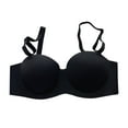 thumbnail image 1 of Bigersell Full-Coverage Bra V-Neck Wire-Free Bra Support Women Padded Bras Sport Bra Style R-207 Basic Bra Strap Nylon Back-Smoothing Bra Feature Everyday Bras Underwear Black S, 1 of 4