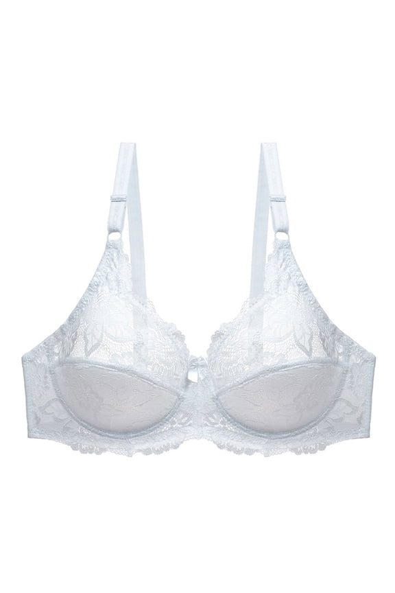 Full Coverage Bra Women Lace With Underwire Solid Color Double Breasted Push Up Bra Short Size Cupless Bra, Style 6677, White 36C