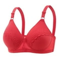 thumbnail image 1 of Bigersell Full-Coverage Bra - Women Push up Bras No Underwire Comfortable V-Neck Lace Bra Hook and Eye Bra Closure Wireless Bras Womens Sports Bras Padded Bralettes Red M, 1 of 2