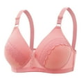 thumbnail image 1 of Bigersell Full-Coverage Bra - Women Push up Bras No Underwire Comfortable V-Neck Lace Bra Hook and Eye Bra Closure Wireless Bras Womens Sports Bras Padded Bralettes Hot Pink S, 1 of 2