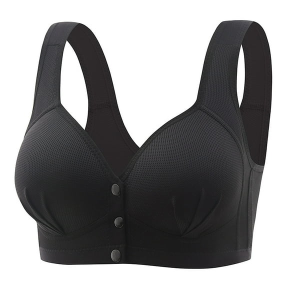 Bigersell Full-Coverage Bras Clearance - Front Closure Bras for Women Wireless Bra No Underwire Padded Push up Bras Full Figure Bra Wide Strap Front Close Snap Bras Sports Bra Bralettes Black M