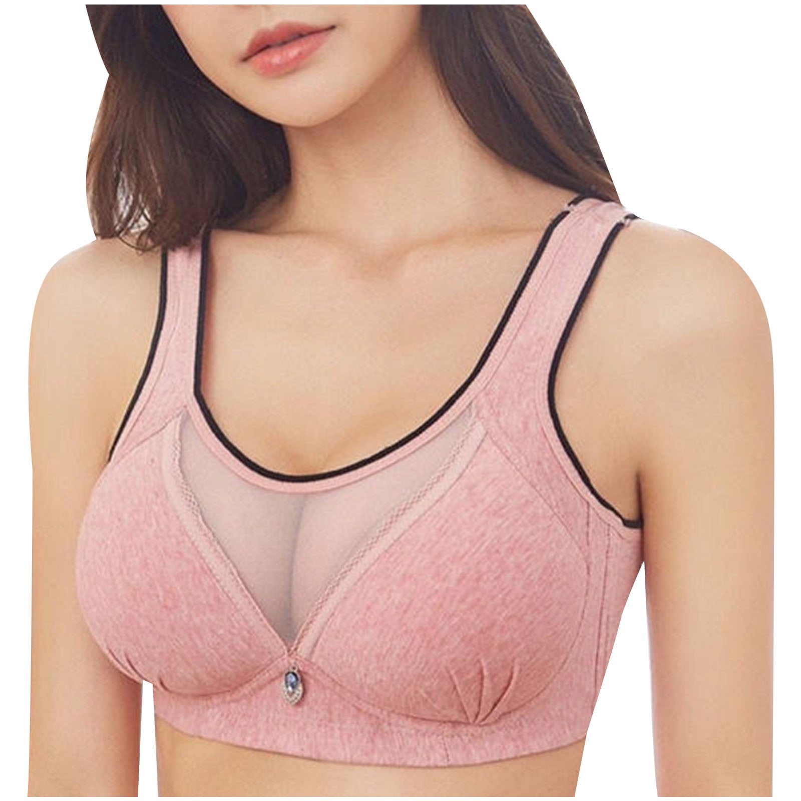Bigersell Full-Coverage Bras Women Clearance Mesh Wireless Bra without  Underwire Hook and Eye Bra Closure Ladies Bras Padded Push up Bra Bralettes