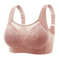 thumbnail image 1 of Bigersell Full-Coverage Bras for Women Mesh Lace V-Neck Push up Padded Bra Ladies Bras No Underwire Wire-Free Bra Hook and Eye Bra Closure Wireless Bras for Everyday Wear F-2-Pink XXL, 1 of 2