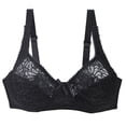 thumbnail image 1 of Bigersell Full-Coverage Bras for Women Plus Size Lace V-Neck Wireless Bra Ladies Bras No Underwire Push up Padded Bra Comfort Soft Bra for Everyday Wear Full Figure Bra G-6-Black 95D, 1 of 7