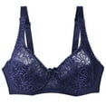 thumbnail image 1 of Bigersell Full-Coverage Bras for Women Plus Size Lace V-Neck Wireless Bra Ladies Bras No Underwire Push up Padded Bra Comfort Soft Bra for Everyday Wear Full Figure Bra G-6-Dark Blue 115E, 1 of 7
